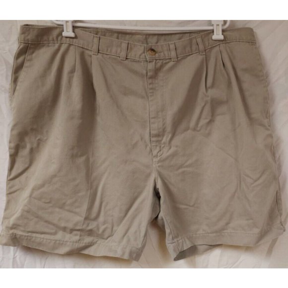 Wrangler Timbercreek Mens 46 Beige Khaki Chino Comfort Front Pleated Shorts - Picture 1 of 13